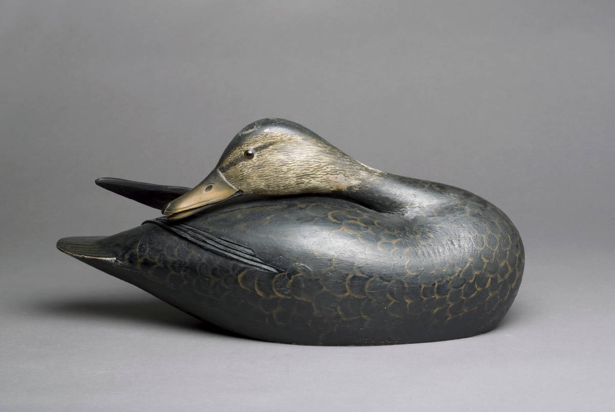 Appraisal: A ELMER CROWELL AMERICAN - CARVED AND PAINTED BLACKDUCK DECOY