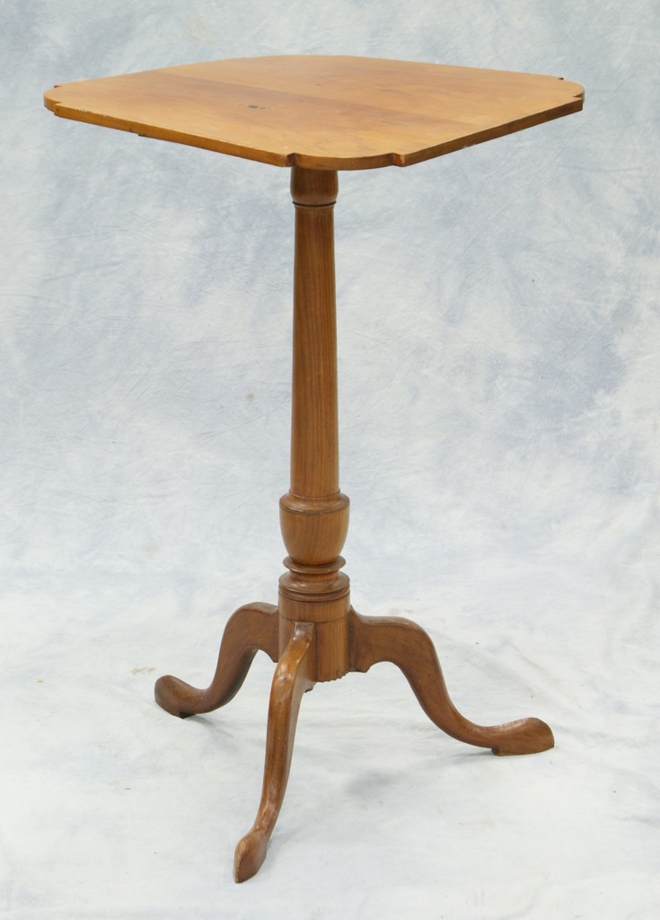 Appraisal: NE cherry Federal candlestand shaped corners cabriole legs x tall