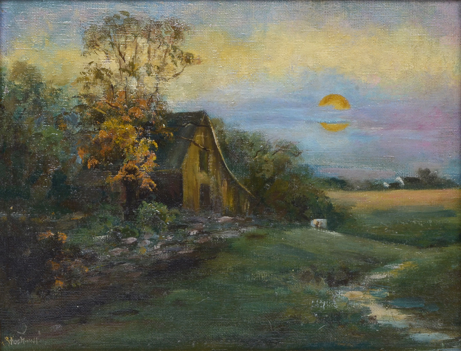 Appraisal: STOCKWELL Catherine American - Landscape with Barn at Dusk Oil