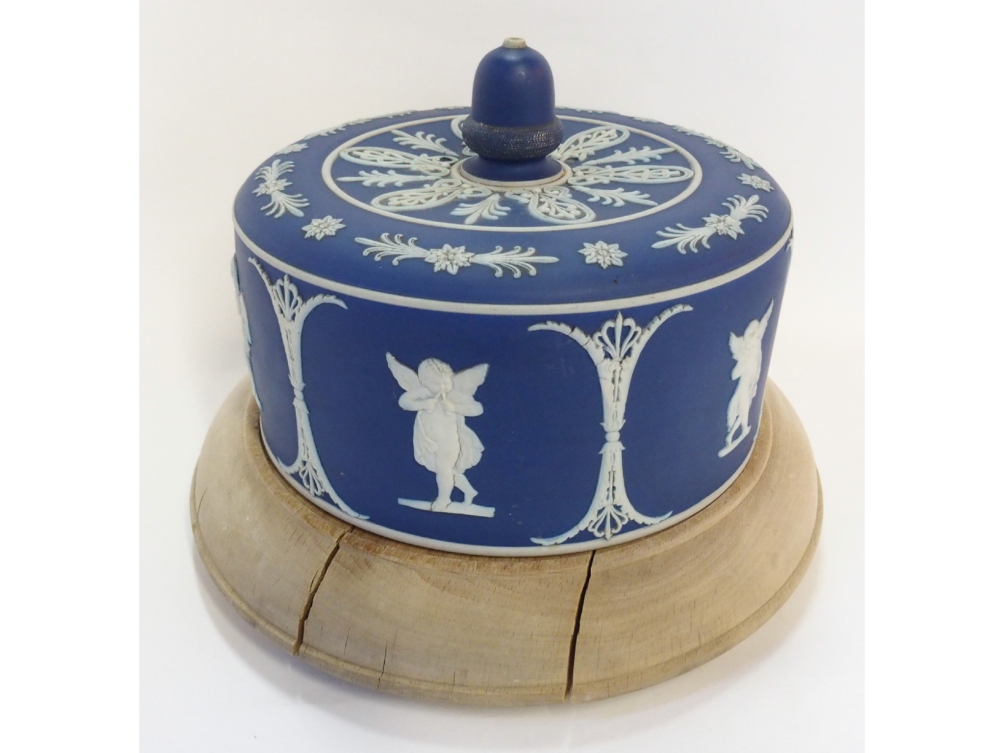 Appraisal: Wedgwood Jasperware-style blue cheese cover with underplate