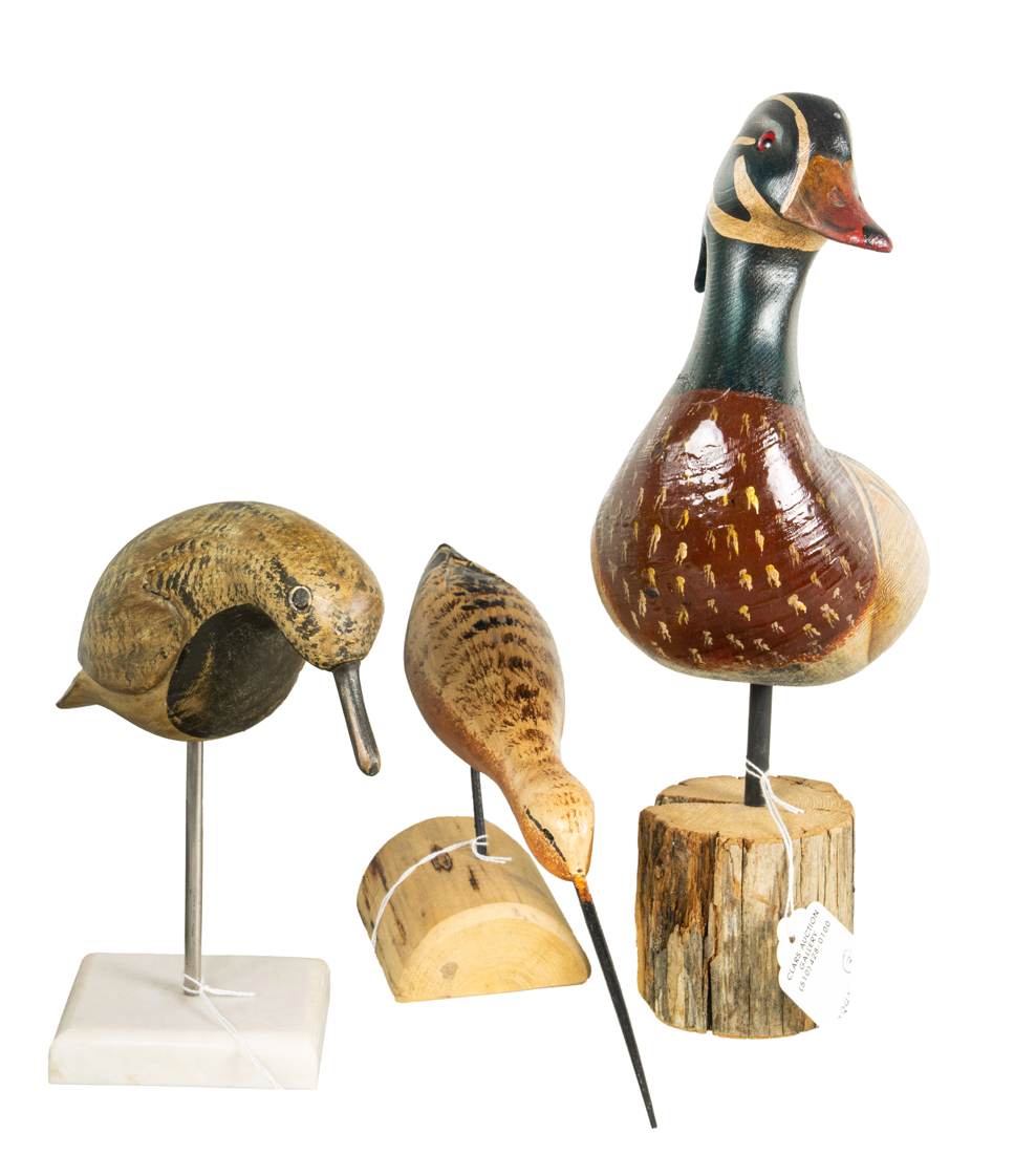 Appraisal: LOT OF SHOREBIRD AND DUCK DECOYS BY JIM PAT SLACK