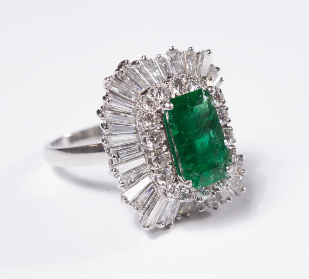 Appraisal: ESTATE DIAMOND AND EMERALD CONVERTIBLE RING PENDANT platinum with k