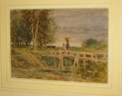 Appraisal: MANNER OF DAVID COX Wooded Landscape with two figures on