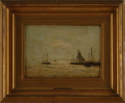 Appraisal: JOHN HENDRIK WEISSENBRUCH - SAILBOATS Oil on panel x in