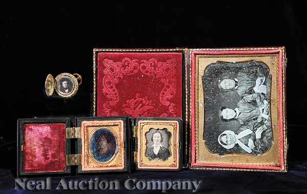 Appraisal: Cased Images a group of four daguerreotypes consisting of a