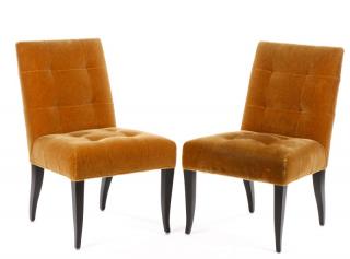 Appraisal: Pair of Eaton Mohair Side Chairs by John Hutton John