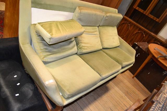 Appraisal: A 'S GREEN VELVET UPHOLSTERED THREE SEAT COUCH A 'S