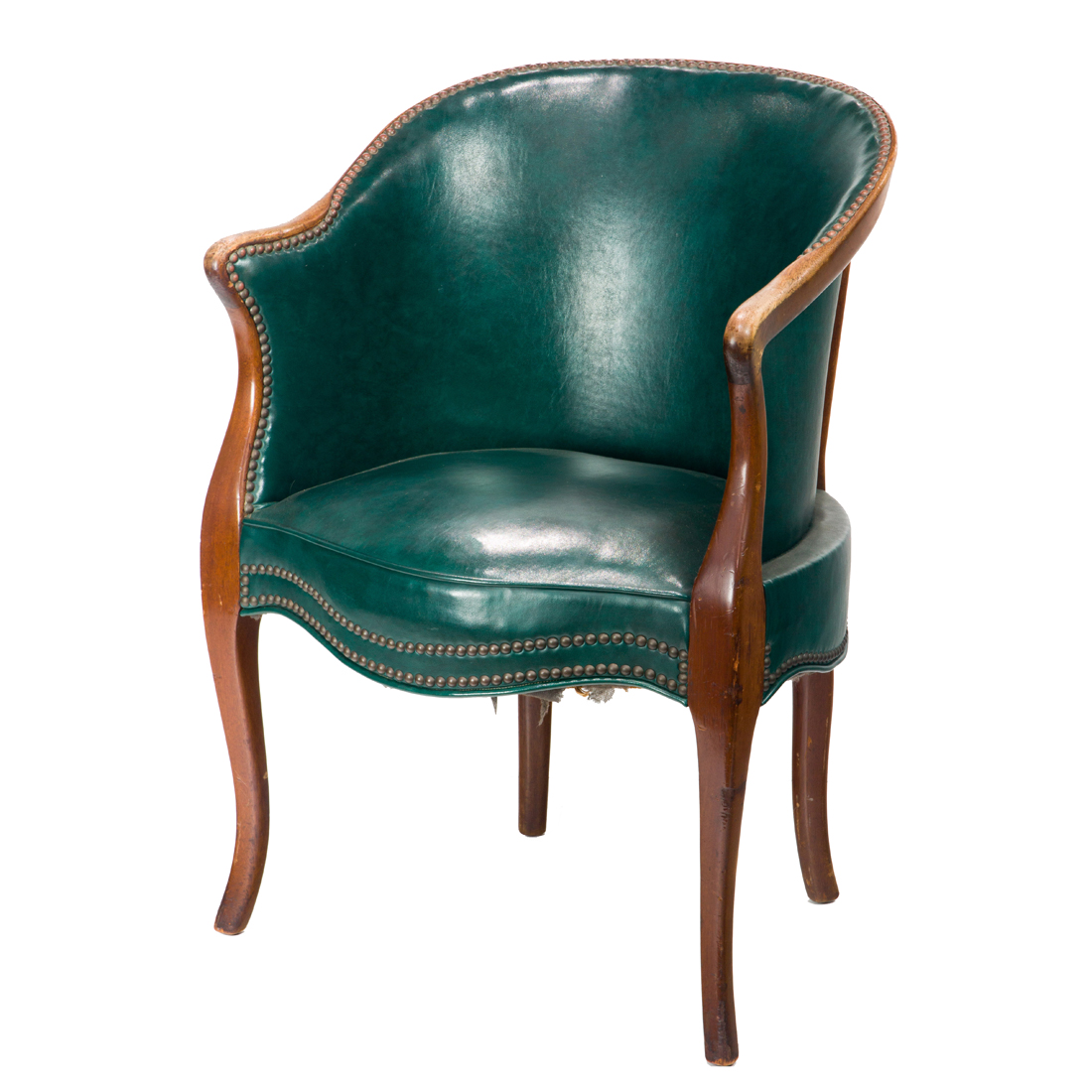 Appraisal: AN ENGLISH BARREL BACK LIBRARY CHAIR An English barrel back