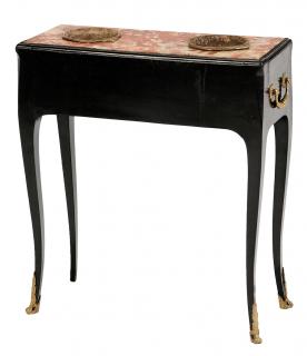 Appraisal: Louis XV Ebonized Bronze Mounted and Marble Top Rafraichissoir or