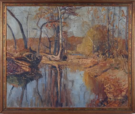 Appraisal: Afternoon Shadow autumn brook landscape oil on canvas x title