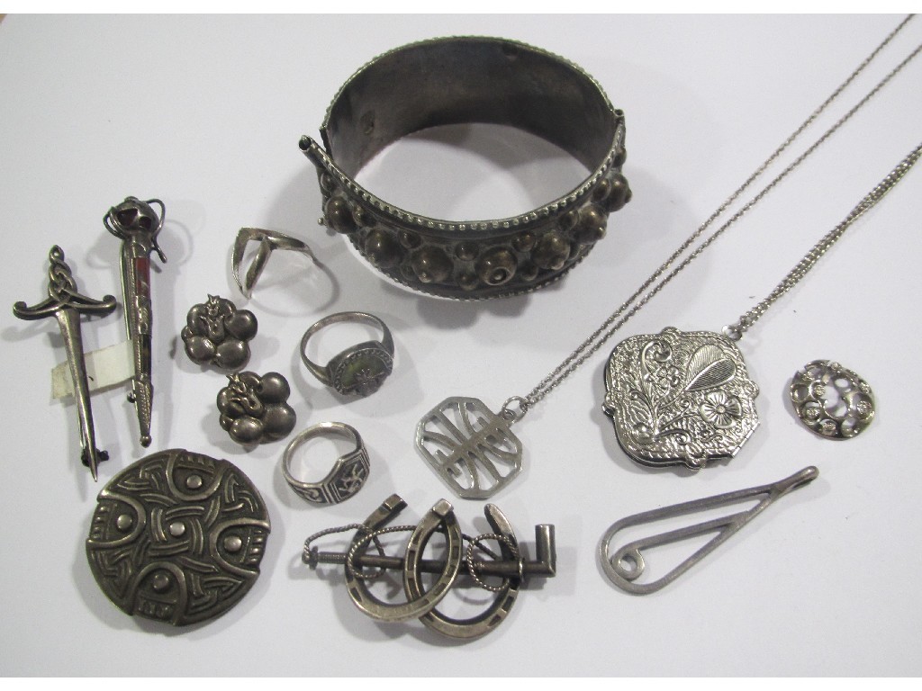 Appraisal: Lot of silver pieces to include Eastern bangle three Scottish