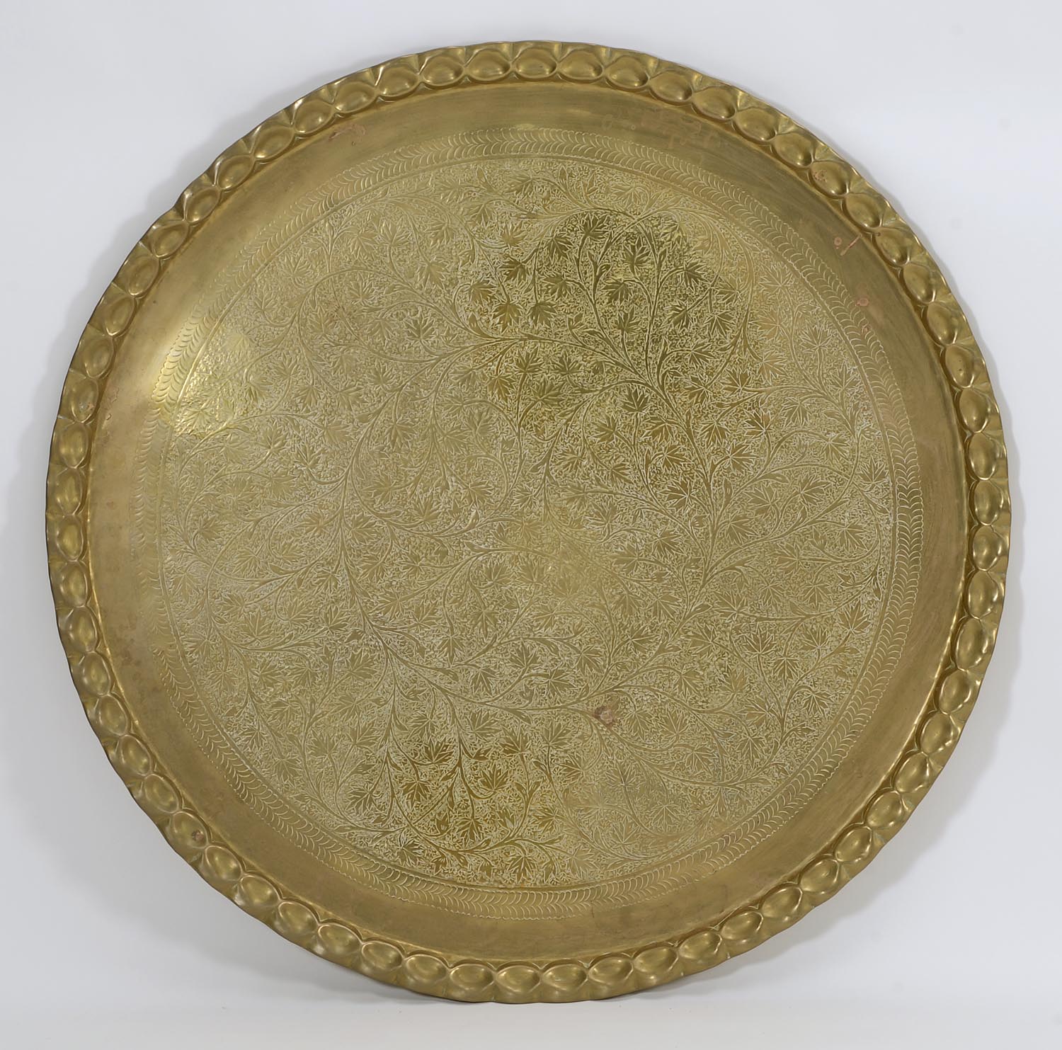 Appraisal: TH CENTURY INDIAN BRASS-TOP COFFEE TABLE in circular form with