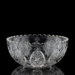 Appraisal: A Tuthill Brilliant-Cut Glass Berry Bowl acid-etched mark on underside