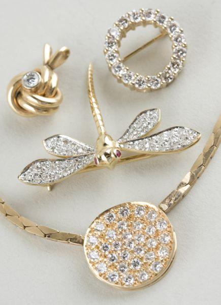 Appraisal: KT Yellow Gold and Diamond Jewelry Group the first a