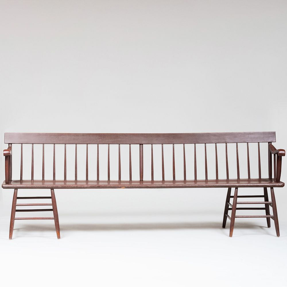 Appraisal: Long Federal Style Brown Painted Hall Bench x ft in