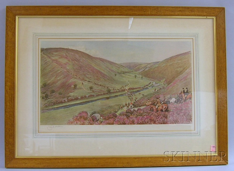 Appraisal: Bird's-eye Maple Veneer Framed Cecil Aldin Color Offset Lithograph on