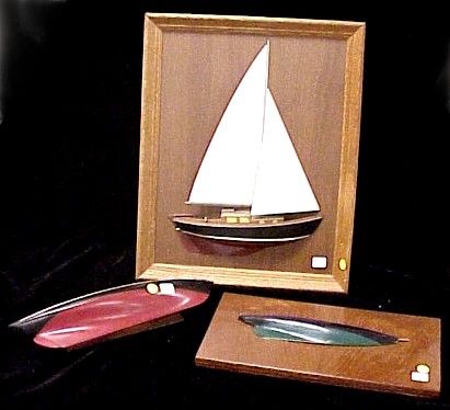 Appraisal: Three sailing ship half models two on plaques one with