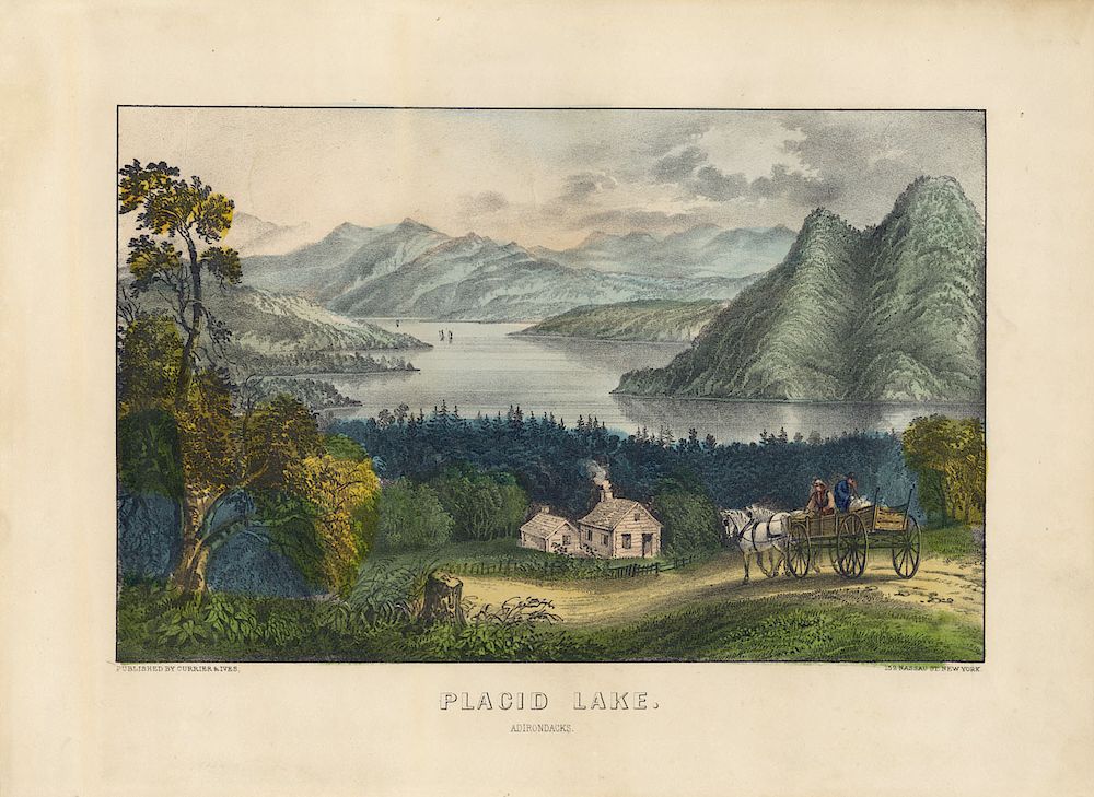 Appraisal: Placid Lake Adirondacks - Currier Ives small folio lithograph Title