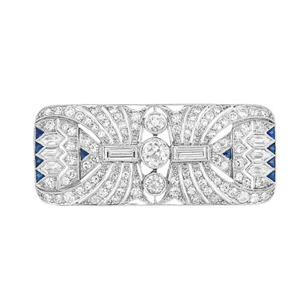 Appraisal: Diamond and Sapphire Brooch Estimate -