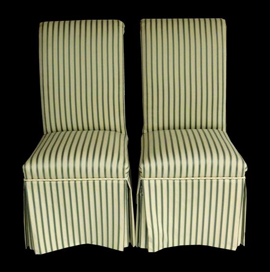 Appraisal: Pair Cox Manufacturing Co Hickory NC armless slip chairs upholstered