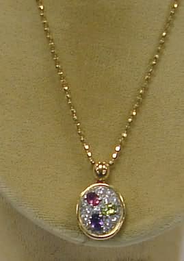 Appraisal: K diamond pendant and chain diamond amethyst ruby peridot stones