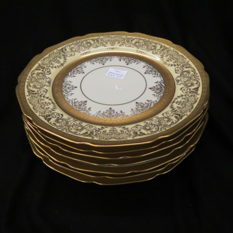 Appraisal: Fine Gold Encrusted Porcelain Service Plates Czechoslovikia for Macy Co