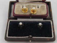 Appraisal: A pair of yellow metal tests carat gold onyx and