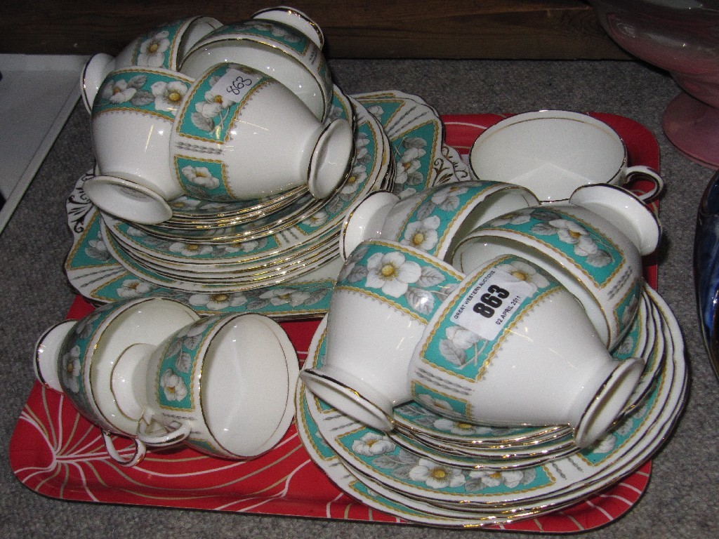 Appraisal: Lot comprising Foley bone China 'Christmas Rose' teaset and two