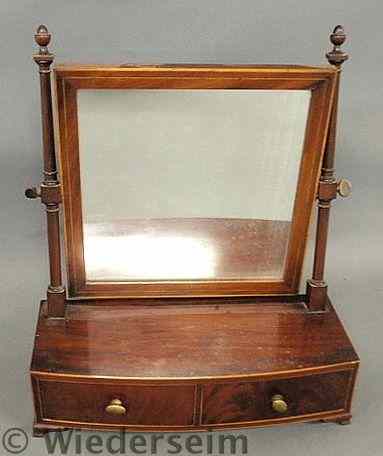 Appraisal: Federal inlaid mahogany shaving stand c with two drawers and