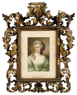 Appraisal: th century portrait woman in green dress unsigned chromolithograph on