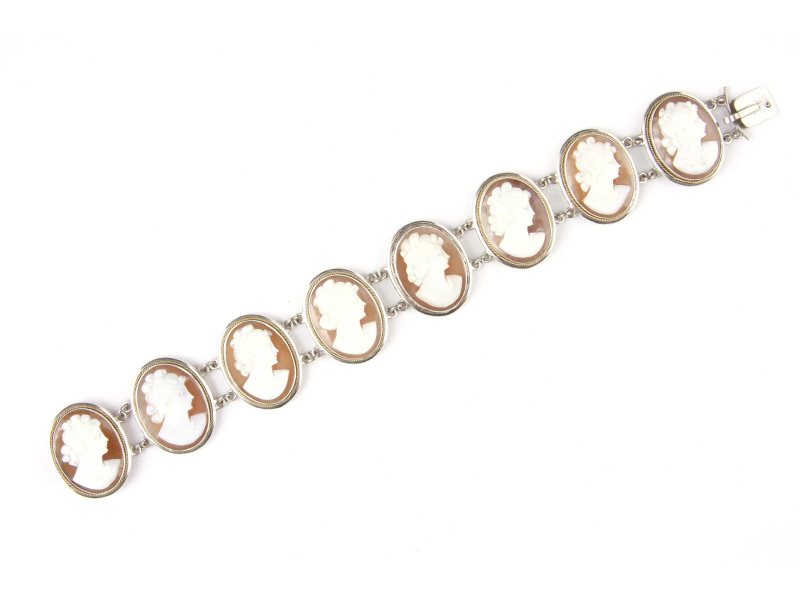 Appraisal: Lady's Cameo Bracelet bracelet with eight individual hand carved shell