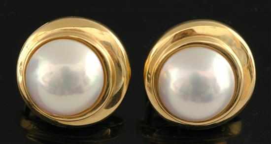 Appraisal: A pair of mabe pearl earrings by Tiffany Co The