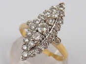 Appraisal: A French hallmarked carat gold marquise shaped diamond ring estimated