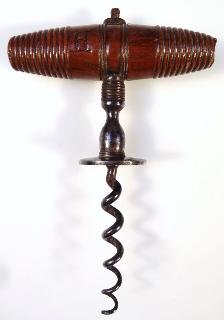 Appraisal: A Henshall type button patent corkscrew with turned end lacking