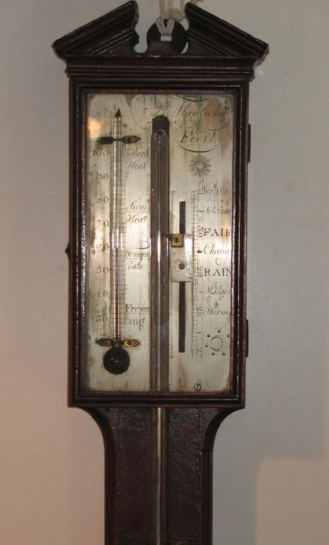 Appraisal: A GEORGE III MAHOGANY CASED STICK BAROMETER the silvered dial