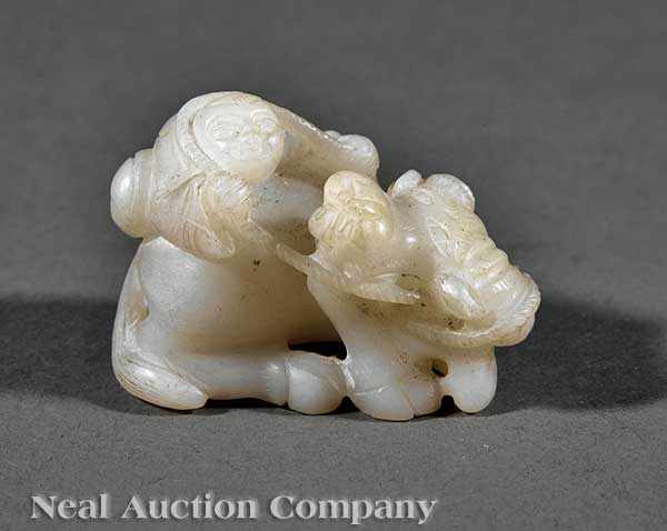 Appraisal: A Chinese White Jade Boy and Water Buffalo Group th