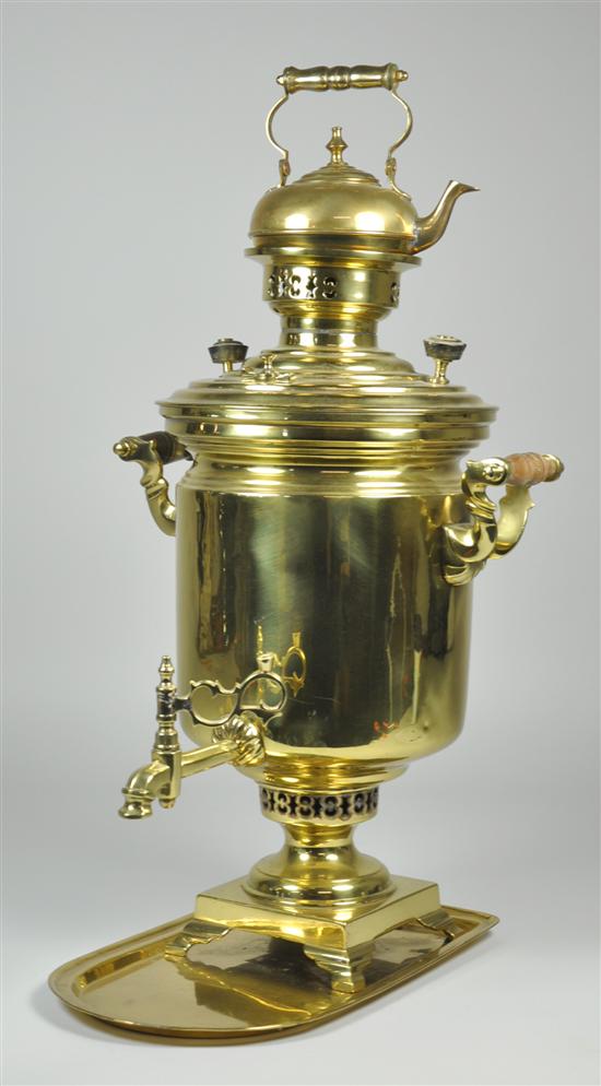 Appraisal: Brass Russian Samovar th Century Large urn with central charcoal