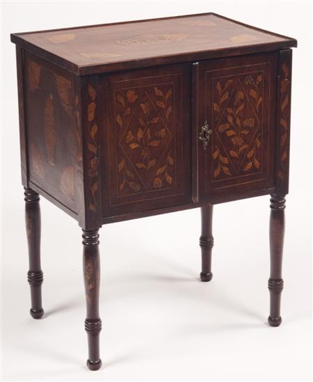 Appraisal: A th century Dutch floral and shell marquetry pot cupboard