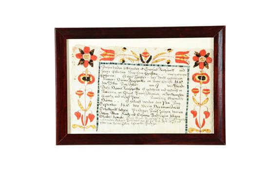 Appraisal: FRAKTUR Attributed to Martin Brechall Southeastern Pennsylvania active to watercolor