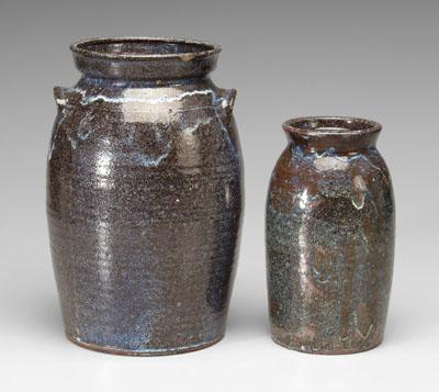 Appraisal: Two Catawba Valley stoneware jars both with distinctive blue rutile