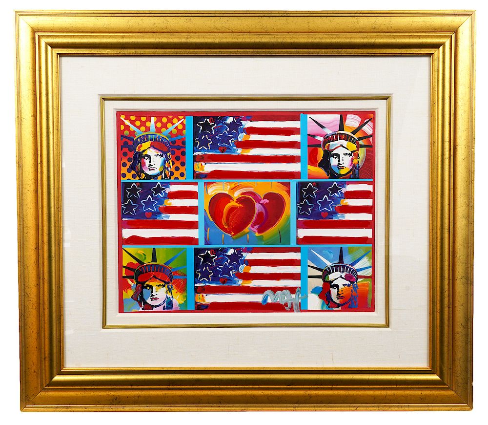 Appraisal: Peter Max 'Patriotic Series' Mixed Media Painting Peter Max America