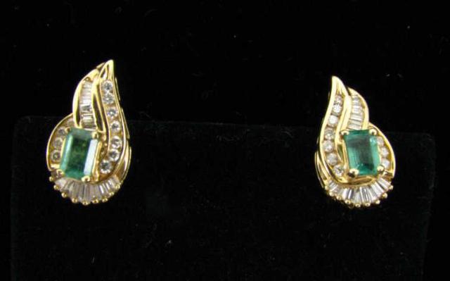 Appraisal: Pair of K yellow gold earrings with princess cut center