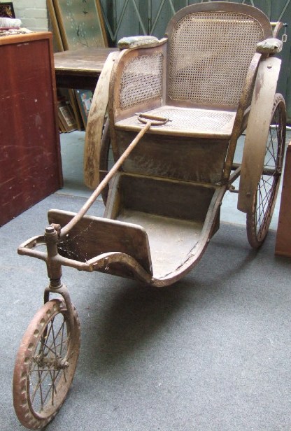 Appraisal: A French Bergere invalid cart early th century with steel