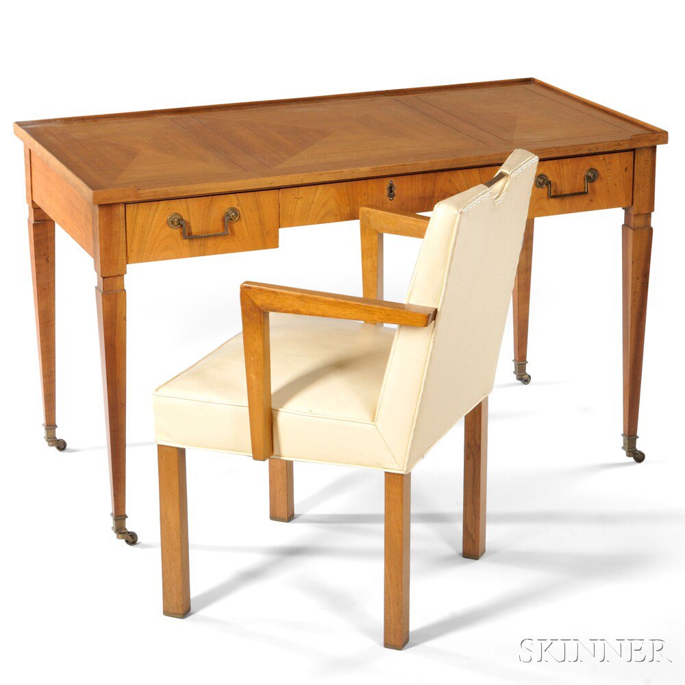 Appraisal: Edward Wormley for Dunbar Armchair and a Baker Desk Hardwoods