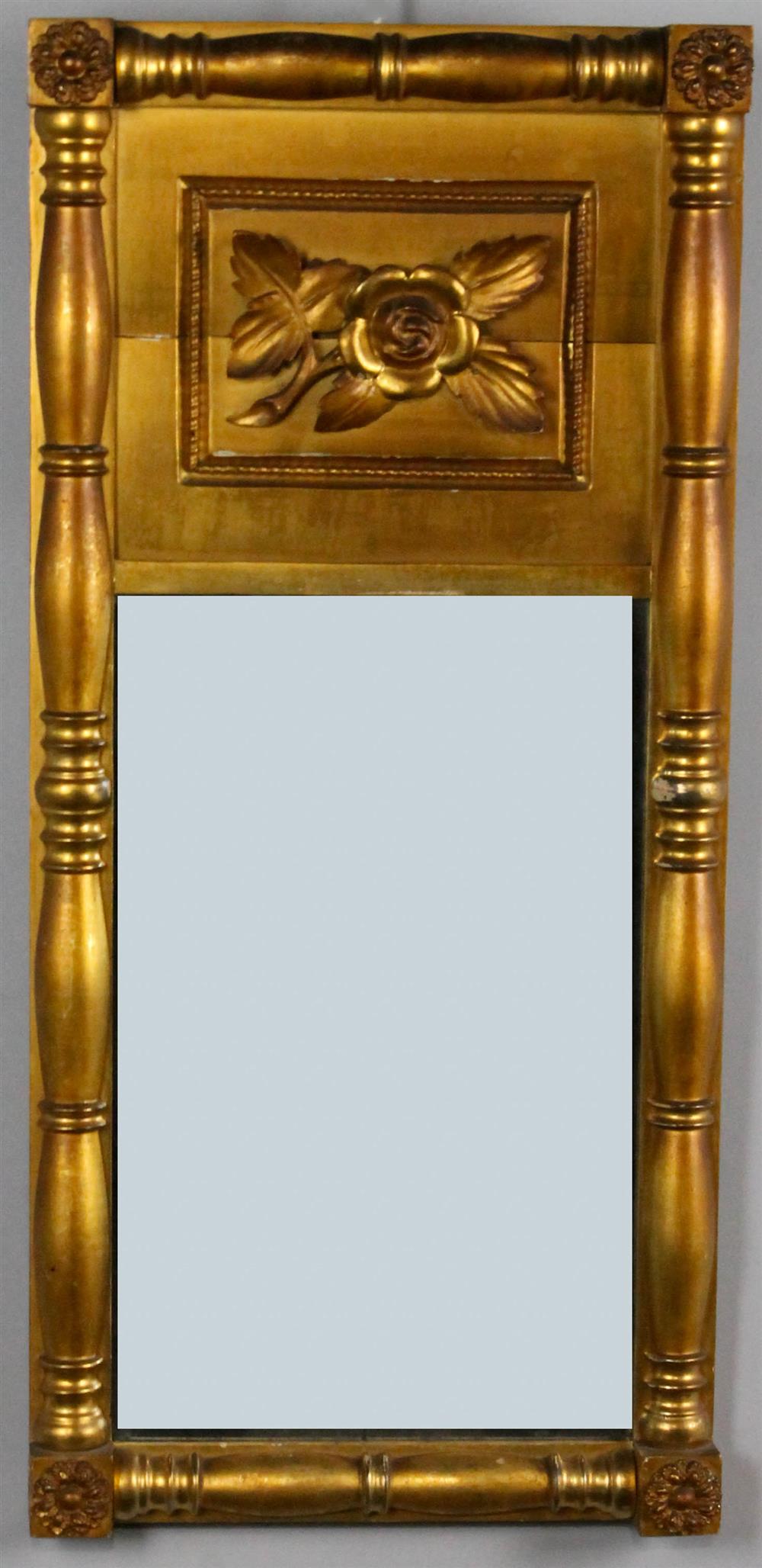 Appraisal: CLASSICAL CARVED AND GILDED PIER MIRROR having a rectangular frame