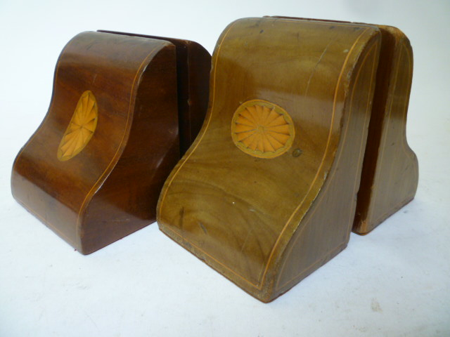 Appraisal: A PAIR OF EDWARDIAN MAHOGANY BOOK ENDS of ogee oblong