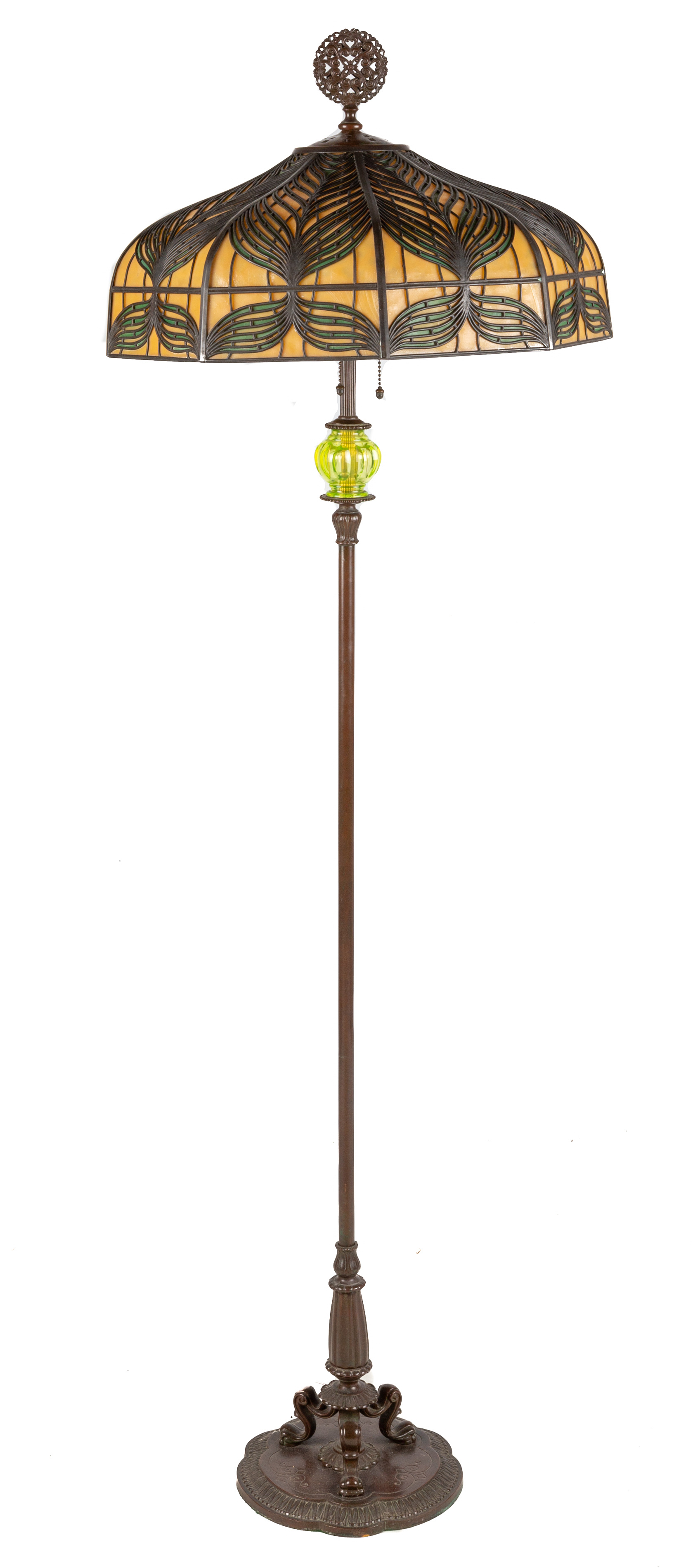 Appraisal: IN THE STYLE OF HANDEL FLOOR LAMP th century Base