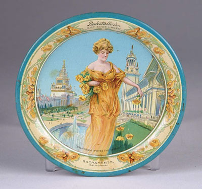 Appraisal: RUHSTALLER S GILT EDGE LAGER TIP TRAY Illustration of blonde