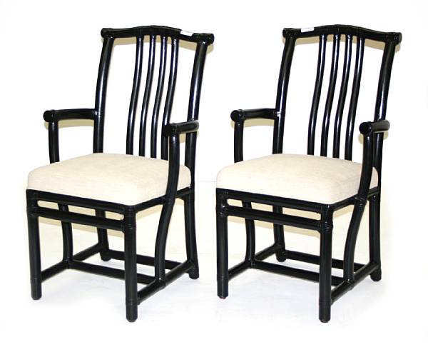 Appraisal: A set of three rattan 'Ming' armchairs McGuire Furniture Company