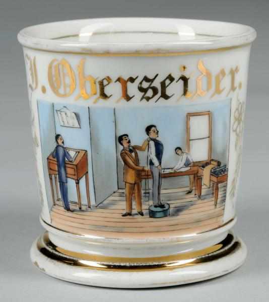 Appraisal: A K French Occupational Mug Description Depicts a tailor bookkeeper